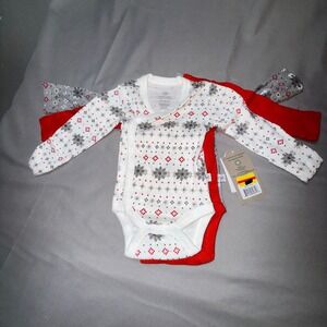 Honest Baby Clothing Newborn Organic Cotton Snowflake Bodysuit 3 Pack